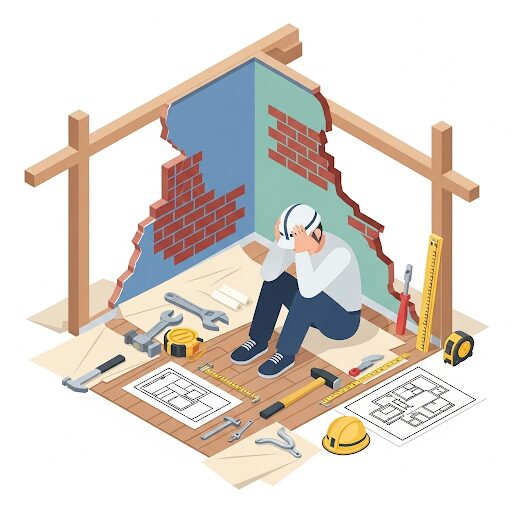 めんどくささに頭を抱えるリフォームスタッフ