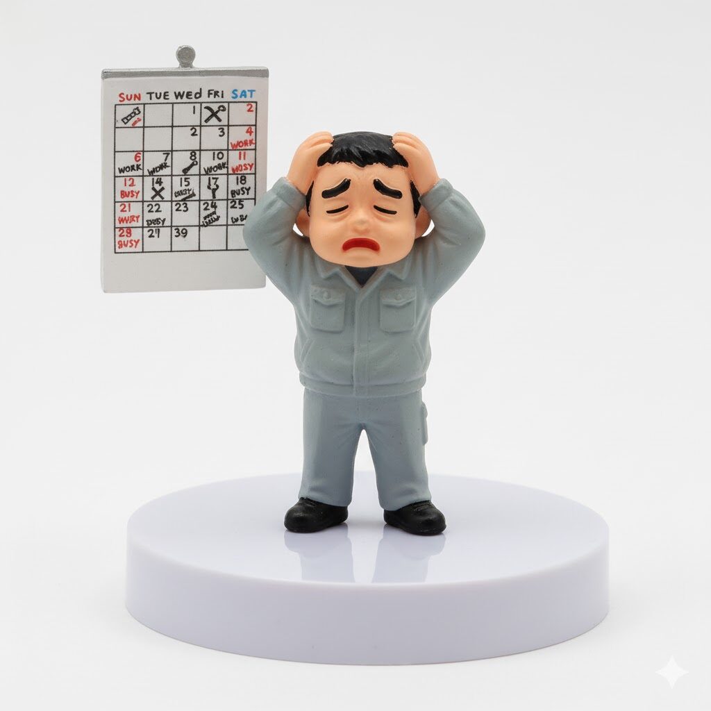 休みがなくて頭を抱える職人