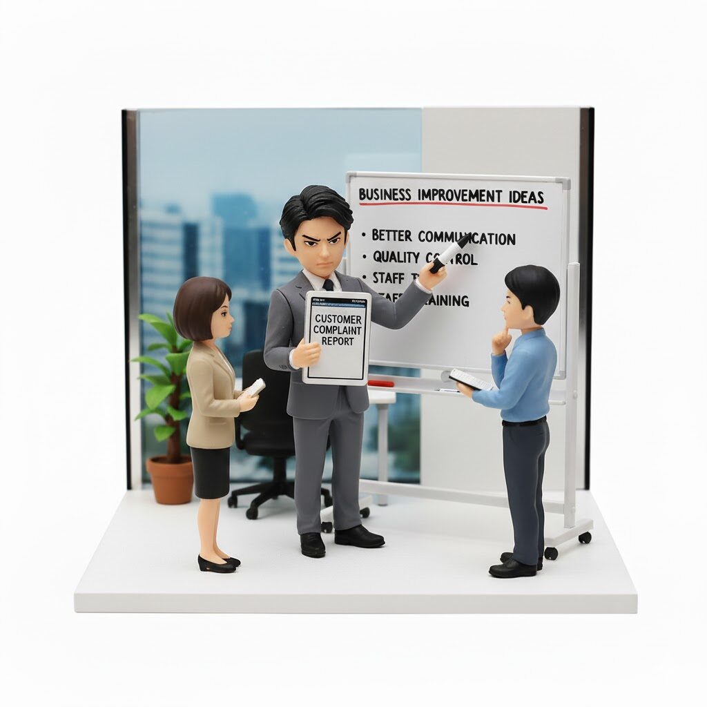クレーム改善を検討する経営者