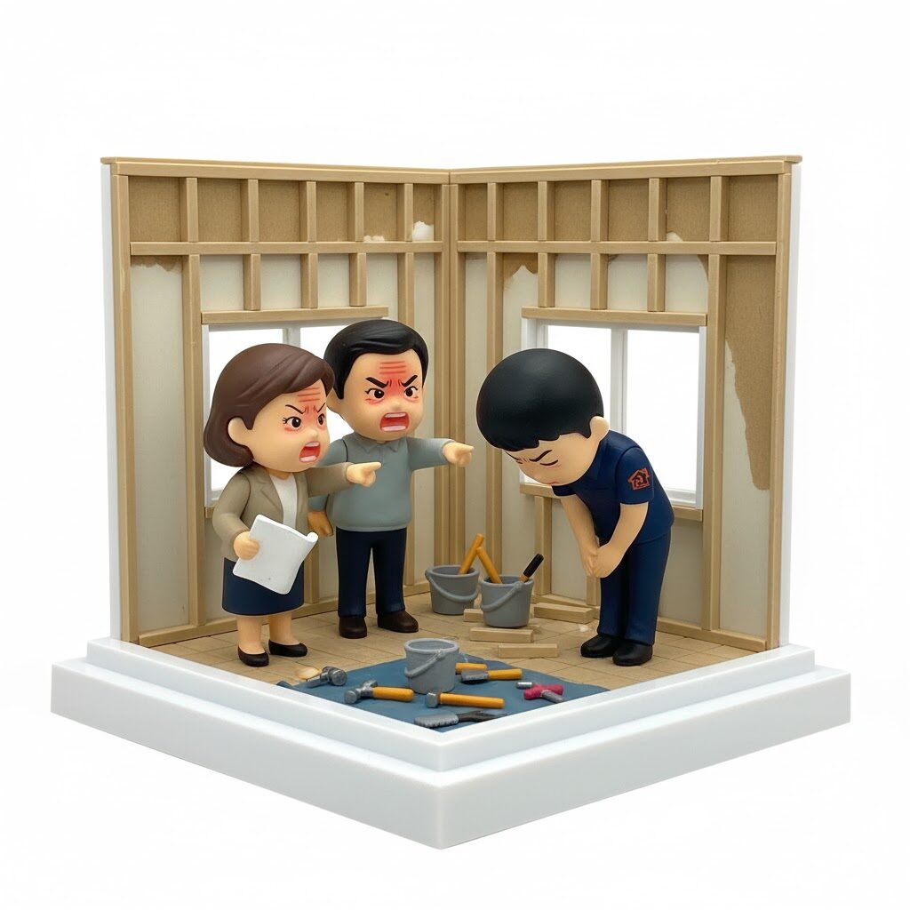 リフォームに対するクレーム。謝罪する様子